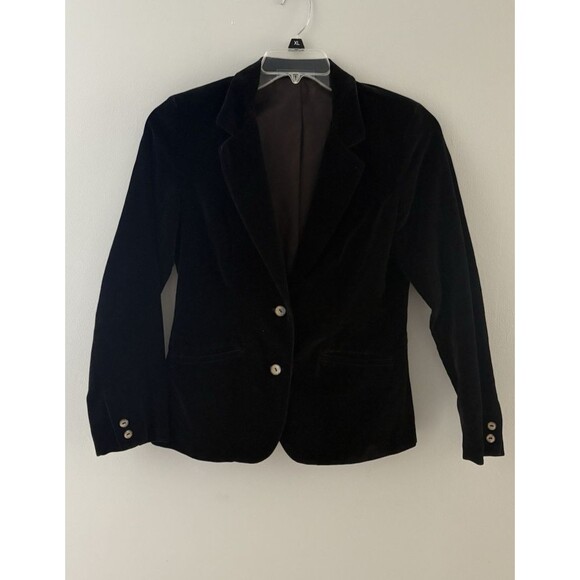 Vintage Black Velvet Blazer Size 9 Two Button Dark Romance GothV Victorian - Picture 1 of 16